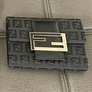 Authentic Fendi Black Zucca Tri-Fold Wallet